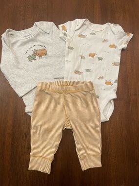 Carter’s Baby 3 Piece Sheep Outfit Set 3M Pants & Bodysuits Neutral